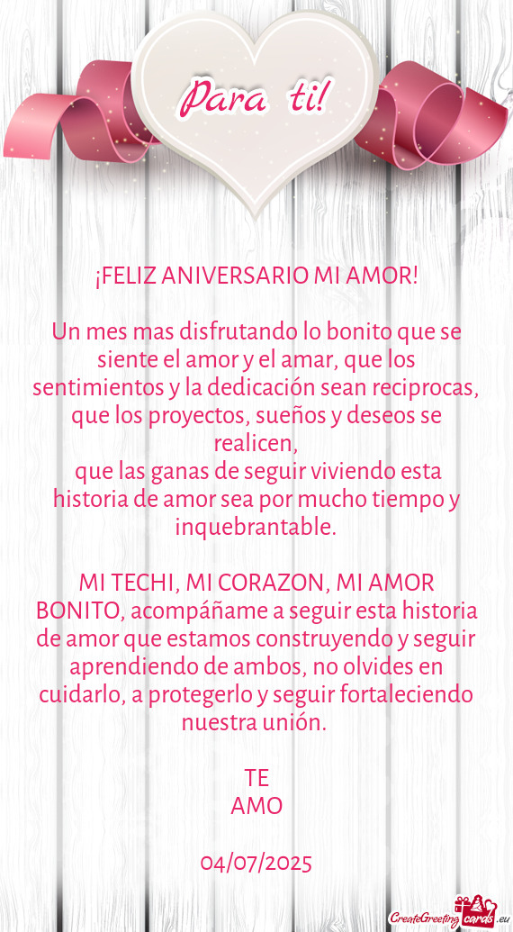 Un mes mas disfrutando lo bonito que se siente el amor y el amar, que los sentimientos y la dedicaci