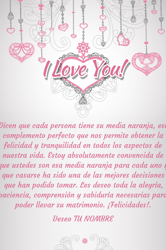 Ustedes son esa media naranja para cada uno y que casarse ha sido una de las mejores decisiones que