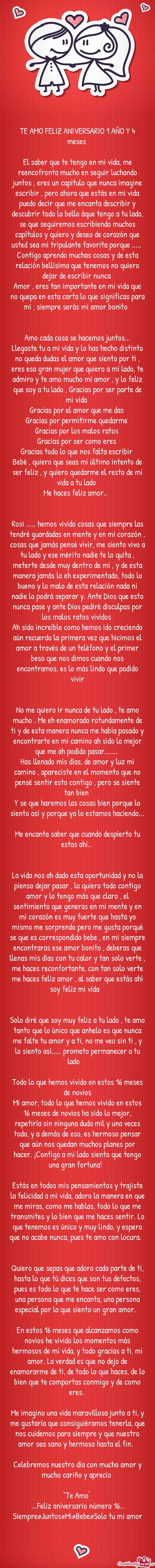 Y descubrir todo lo bello áque tengo a tu lado, se que seguiremos escribiendo muchos capítulos y q