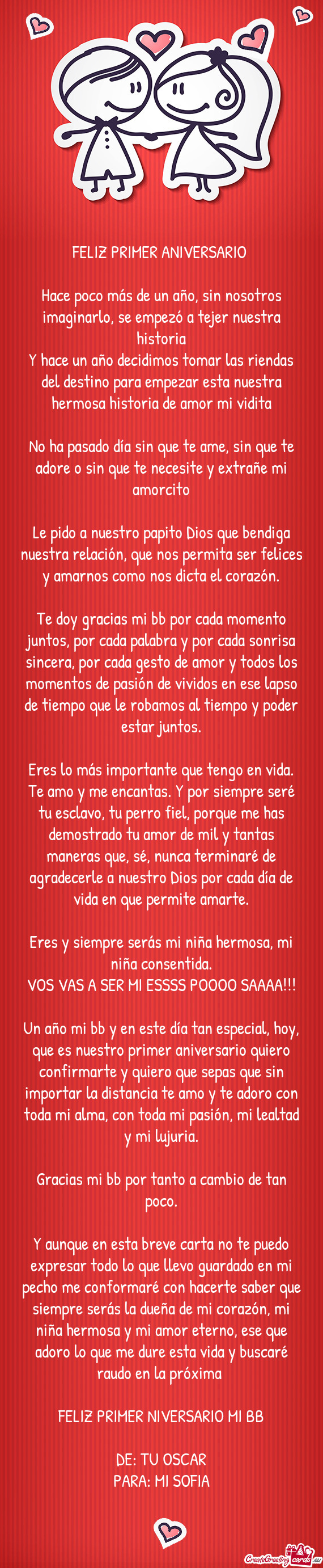 Y hace un año decidimos tomar las riendas del destino para empezar esta nuestra hermosa historia de
