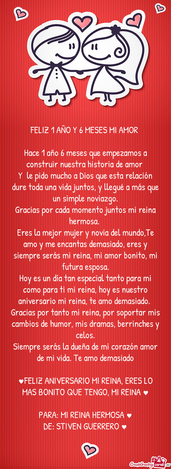 Y le pido mucho a Dios que esta relación dure toda una vida juntos, y llegué a más que un simple