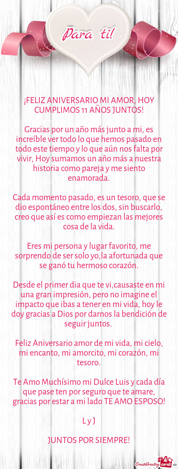 Y lo que aún nos falta por vivir, Hoy sumamos un año más a nuestra historia como pareja y me sien