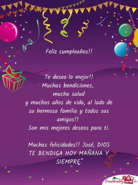 Y muchos años de vida, al lado de su hermosa familia y todos sus amigos