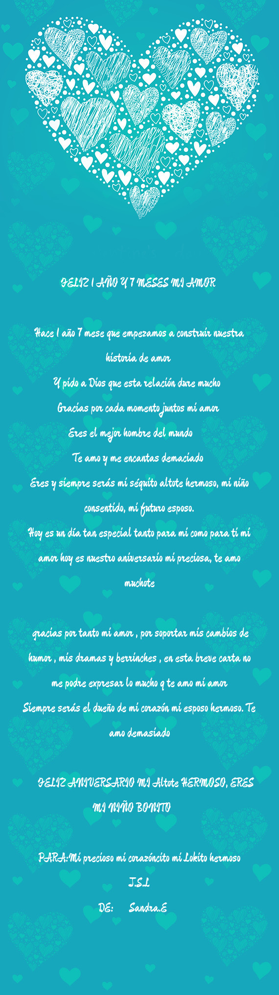 Y pido a Dios que esta relación dure mucho