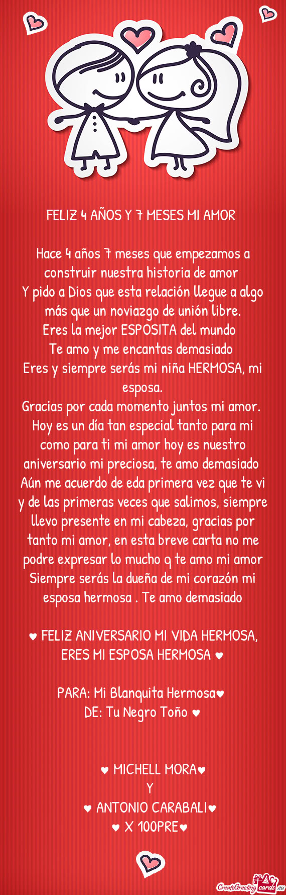 Y pido a Dios que esta relación llegue a algo más que un noviazgo de unión libre