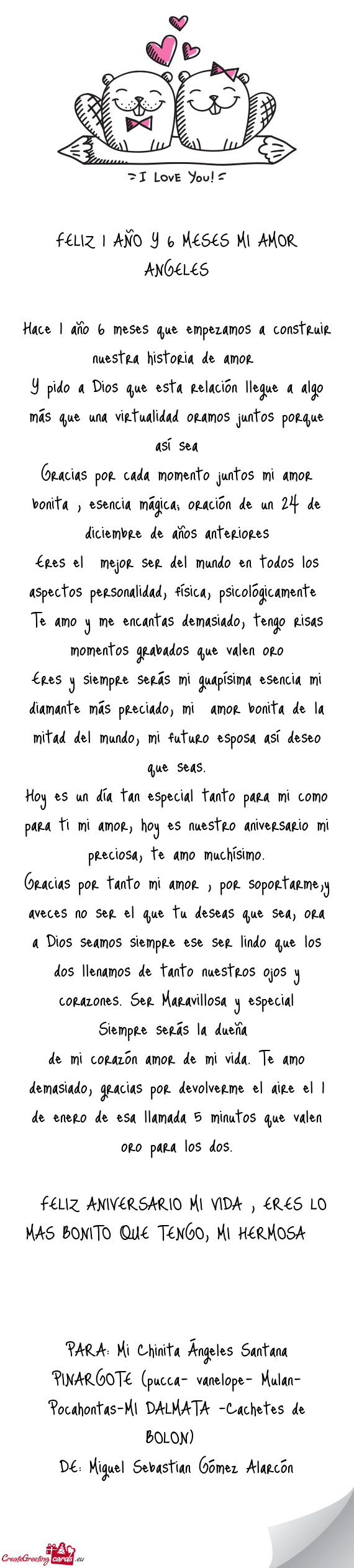 Y pido a Dios que esta relación llegue a algo más que una virtualidad oramos juntos porque así se