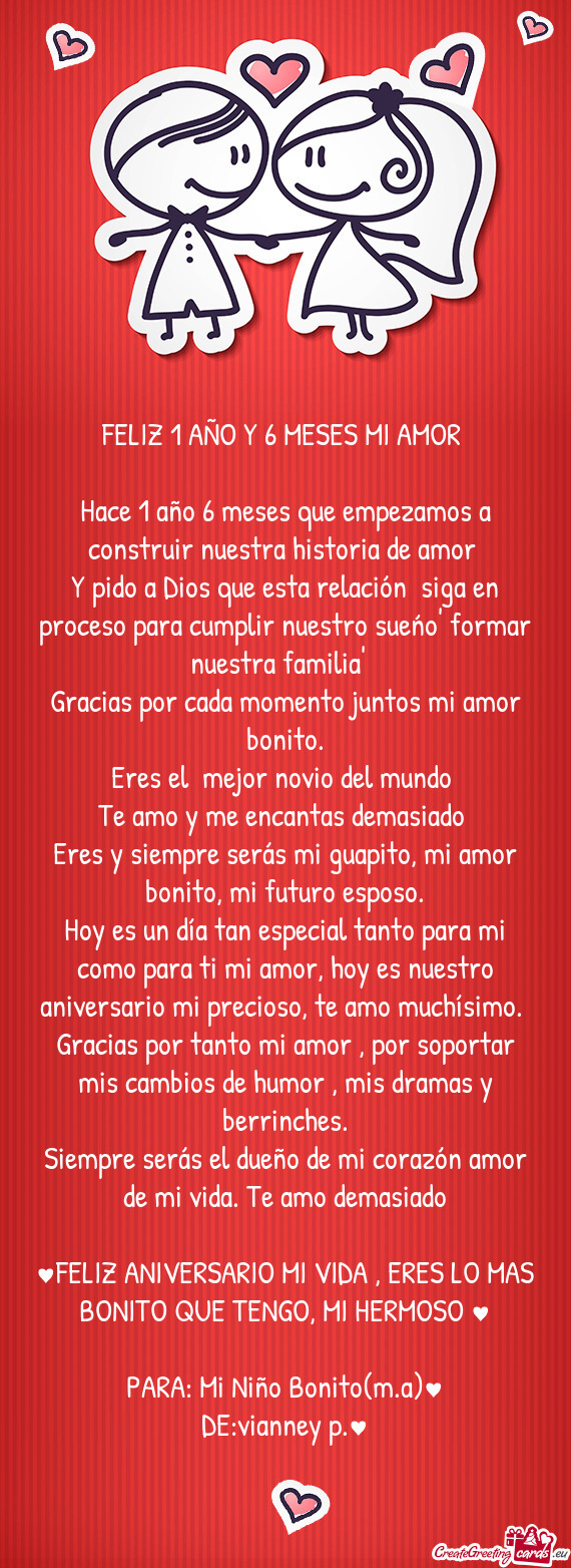 Y pido a Dios que esta relación siga en proceso para cumplir nuestro sueńo" formar nuestra famili