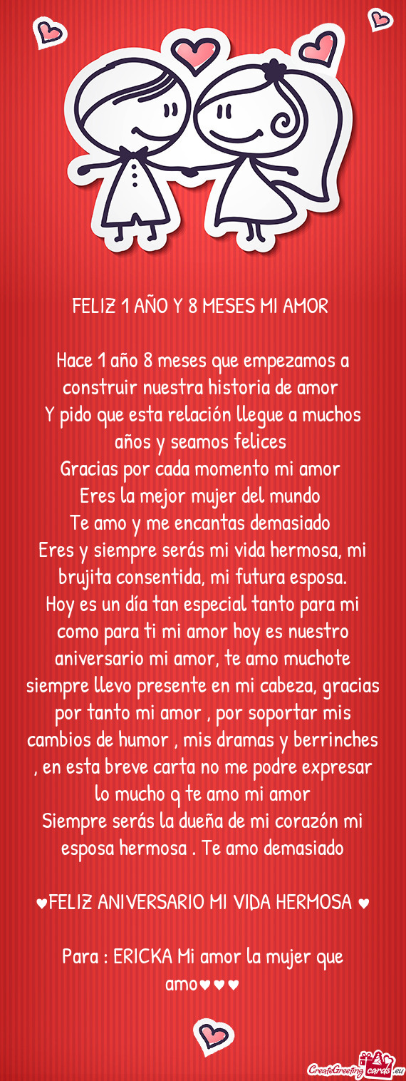 Y pido que esta relación llegue a muchos años y seamos felices