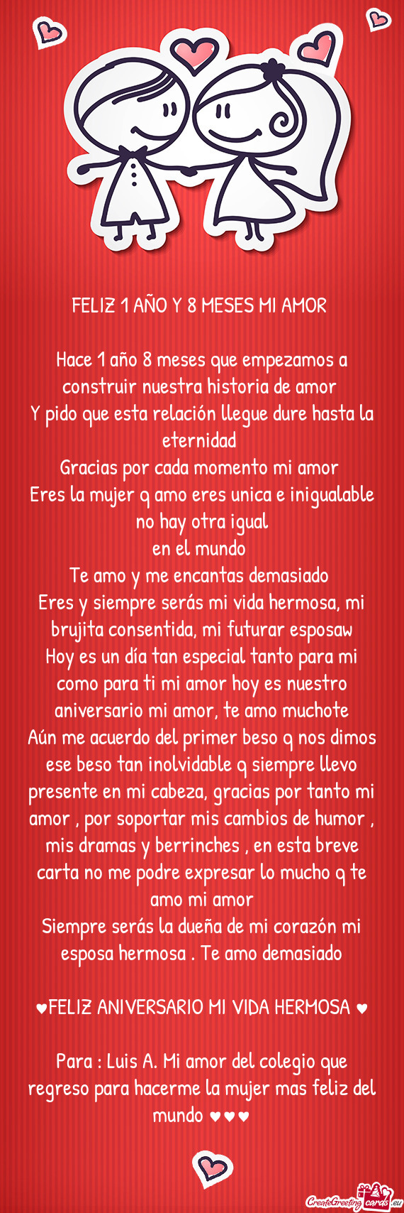 Y pido que esta relación llegue dure hasta la eternidad