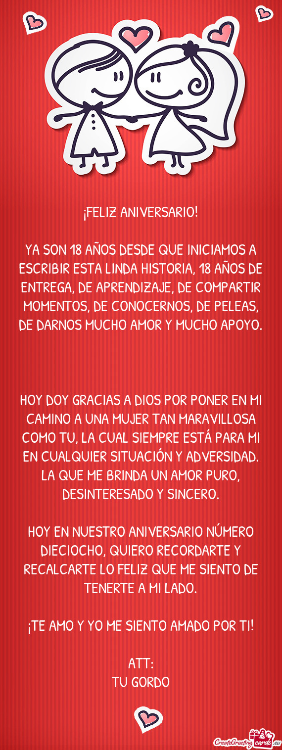 YA SON 18 AÑOS DESDE QUE INICIAMOS A ESCRIBIR ESTA LINDA HISTORIA, 18 AÑOS DE ENTREGA, DE APRENDIZ