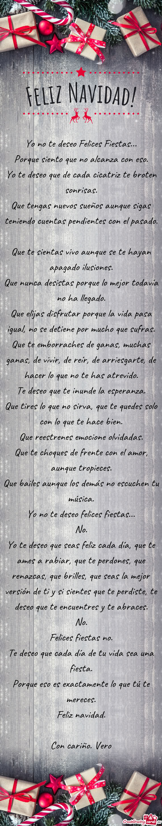 Yo no te deseo Felices Fiestas