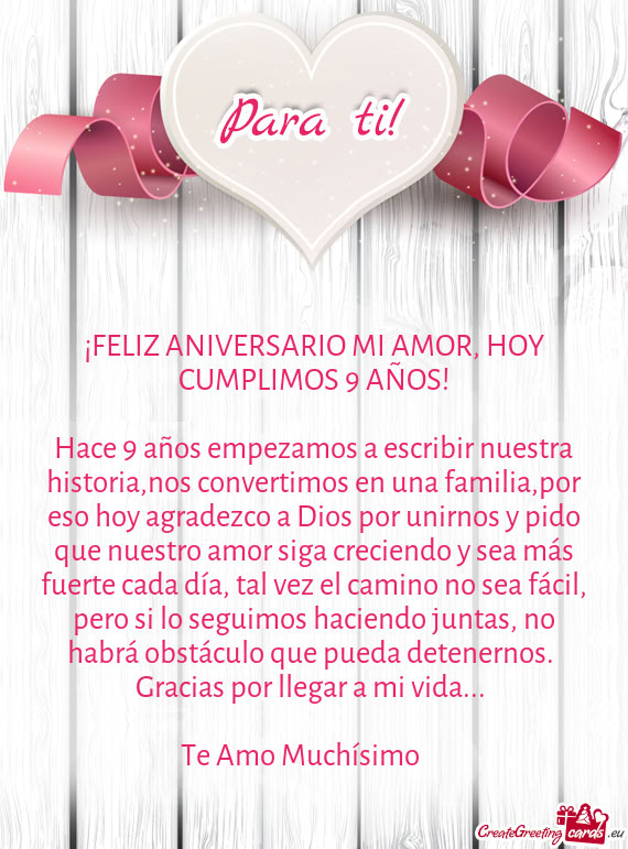 Zco a Dios por unirnos y pido que nuestro amor siga creciendo y sea más fuerte cada día, tal vez e