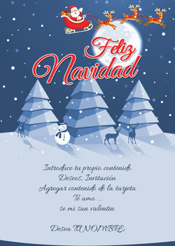 Tarjeta con Papa Noel en el cielo