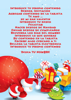 Tarjeta Santa Claus y saco de regalos.